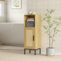 HOMCOM Dulap de baie, dulap îngust independent cu poliță interioară reglabilă, natural(m-6)
