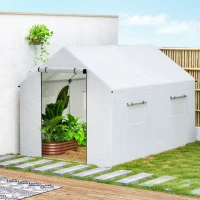 Outsunny Gewächshaus 3 x 2 x 2 m Foliengewächshaus mit 4 Mesh-Fenster, Breiter Rollbar Reißverschlusstür Moskitonetz UV-beständig(m-9)