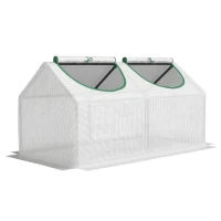 Outsunny Serra da Giardino a Casetta con Copertura in PE, Serra per Orto con Picchetti e Bordi Estesi per Piante e Fiori, 120x60x60cm, Bianco(m-1)