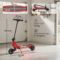 SPORTNOW Electric Scooter for Kids, Foldable E Scooter for Age Age 6+ with LED Display, RGB lights, Up to 16km/h, Red(m-3)
