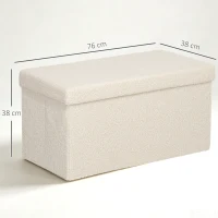 HOMCOM Opbergkruk, Gestoffeerde Bank met Opbergruimte en Deksel voor Woonkamer, Slaapkamer, Gang, Crèmewit(m-3)