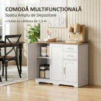 HOMCOM Bufet Modern din Lemn cu 2 Sertare și 2 Dulapuri, 100x40x78 cm, Alb și Lemn Natural(m-8)