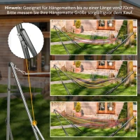 Outsunny 2-in-1 hangmatstandaard, weerbestendig, droogrek, 290 cm x 92 cm x 88 cm, zwart(m-7)