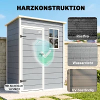 Outsunny Gerätehaus Kunststoff 1,14m² 151 x 92 x 193cm Geräteschuppen mit Pultdach Boden Fenster Grau(m-4)