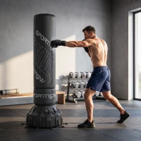 SPORTNOW Boxsack freistehend 180 cm Standboxsack mit Saugfuß befüllbar Basis, Stoßdämpfung Handschuhen Boxing Trainer(m-10)