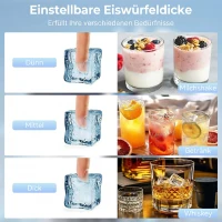 HOMCOM Gewerbliche Eismaschine, 45 kg/24 Std., Edelstahl, Unterbau oder freistehend, Silber(m-8)