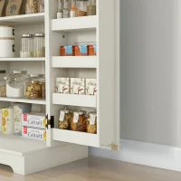 HOMCOM Armario Despensa Cocina con 2 Puertas 16 Estantes y Estante Ajustable para Comedor Salón 60x40x104 cm Crema(m-8)