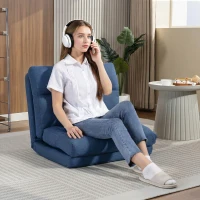 HOMCOM Sitzsack mit Bettfunktion, neigbare Lehne, klappbar, bis 120kg, 70 x 72 x 56 cm, Dunkelblau(m-2)