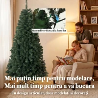 HOMCOM Brad de Crăciun Artificial 200 cm cu 1000 Ramuri și Bază Pliabilă, Verde(m-6)