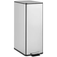 HOMCOM Coș Gunoi 20L cu Pedală și Închidere Amortizată, Anti-Amprente, 37,2x21,5x57 cm, Argintiu(m-11)