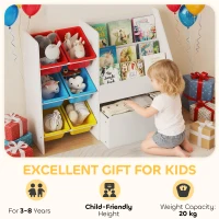 AIYAPLAY Meuble rangement enfant rangement jouets enfant 6 bacs amovibles et grand coffre à roulettes 100x30x80cm multicolore(m-8)