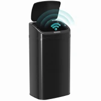 HOMCOM 48 L Sensor-Mülleimer für Küche oder Büro, automatische Schließ-Funktion, Edelstahl, Schwarz(m-11)