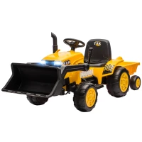AIYAPLAY Excavator Electric pentru Copii 12V cu Cupă, Remorcă și Telecomandă, Vârsta 3-8 Ani, Galben(m-1)