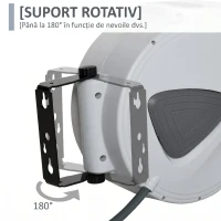 DURHAND Derulator Automat pentru Furtun Da Perete Profesional, Conector Ø1/4''furtun 15m(m-5)
