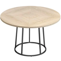 HOMCOM Table à Manger Ronde pour 4 à 6 Personnes, Ø 120 x 75 cm, Table de Cuisine avec Piétement Conique en Métal, Bois Naturel(m-1)