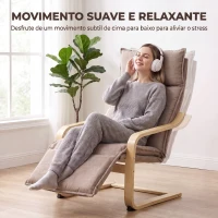 HOMCOM Cadeirão para Sala em Tecido Aspeto Linho com Apoio para os Pés Baloiço Suave Encosto Alto e Assento Largo Castanho Claro(m-4)