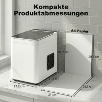 HOMCOM Tisch-Eismaschine Selbstreinigend Kompakter Eisbereiter mit Schaufel und Korb Weiß(m-8)