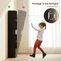 HOMCOM Scaffale Libreria a 4 Ripiani Aperti con Armadietto e Cassetto, 30x24x158 cm, Nero(m-6)