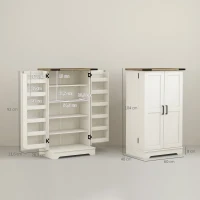 HOMCOM Armario Despensa Cocina con 2 Puertas 16 Estantes y Estante Ajustable para Comedor Salón 60x40x104 cm Crema(m-3)