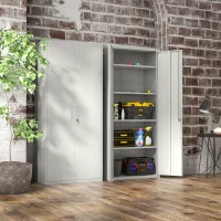 HOMCOM Armadio da Ufficio a 5 Livelli con 4 Ripiani Regolabili, in Acciaio, 80x40x180 cm, Bianco(m-7)