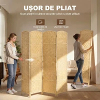 HOMCOM Paravan 4 Panouri Pliabile Per Interni Împletit 180x180cm(m-4)