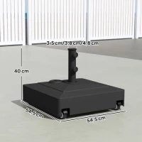 Outsunny Sonnenschirmständer mit Rädern, Befüllbar mit 61 kg Sand/40 kg Wasser, Für Schirmstangen mit Ø35, 38, 48 mm, Schwarz(m-3)
