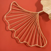 HOMCOM Decoratiune de perete 3D Moderna Frunze de Ginkgo Sculpturi de Perete Agatate Decor pentru Sufragerie Dormitor Sufragerie, Auriu(m-9)