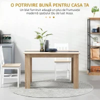 HOMCOM Masă de sufragerie modernă din lemn pentru 4-6 persoane, 120x69x75cm, culoare negru și lemn(m-4)