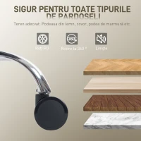 HOMCOM, Scaun de Birou, cu Suport pentru Picioare și Tetieră, din Piele PU, Spumă și Metal, 76x73x117-125 cm, Negru(m-8)