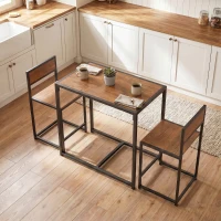HOMCOM 3-delige Bartafelset Hoge tafelset 3-delig, 2 stoelen, 1 tafel, 90 cm x 47 cm x 76 cm, Bruin + Zwart(m-9)