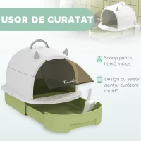 PawHut Ladă de toaletă închisă pentru pisici cu tavă detașabilă, lopățică și filtru cu cărbune activ, multicolor(m-5)