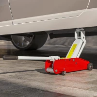 HOMCOM Cric Idraulico con Sollevamento 12-30 cm e Capacità 2 Tonnellate, in Acciaio Rinforzato, Rosso e Grigio(m-7)