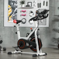 HOMCOM Bici Estática con Resistencia Regulable Volante de Inercia 8 kg Pantalla LCD Manillar y Asiento Ajustable Blanco(m-10)