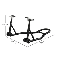HOMCOM Support pour moto, béquille avant pour moto avec goupille réglable et adaptateurs pour bras oscillant, noir(m-3)