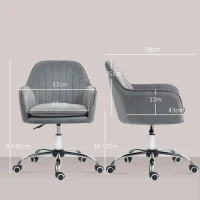 HOMCOM Schreibtischstuhl Höhenverstellbarer Bürostuhl Drehbar Homeoffice Stuhl mit Rücken- und Armlehne Grau(m-3)