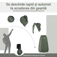 Outsunny Cort de Duș Pop Up Impermeabil din Poliester și Plastic, 100x100x185 cm, Verde Militar(m-4)