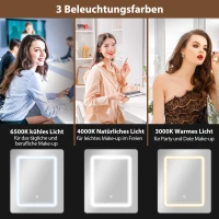 HOMCOM Compacter Make-uptafel met Spiegel en LED-verlichting, opklapbaar tafelblad, open planken, lade, MDF, Wit(m-4)