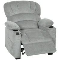 HOMCOM Fotoliu Relax Electric Reclinabil 150° cu Suport pentru Picioare, Șezut Lat, Silențios, Catifea, Gri(m-1)
