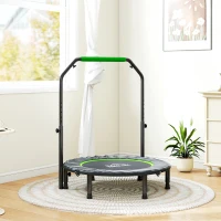 HOMCOM Cama Elástica Plegable Ø102 cm con Mango Ajustable Marco de Acero para Entrenamiento Piernas Cuerpo Negro y Verde(m-8)