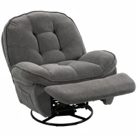 HOMCOM Relaxsessel Fernsehsessel mit Liegefunktion, Drehbarer Ruhesessel mit Wippfunktion, für Wohnzimmer, Schlafzimmer(m-11)