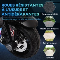 HOMCOM Moto électrique enfants 3 roues 6 V, voiture électrique enfants avec effets lumineux et sonores, vitesse 3 km/h, pour 3 à 5 ans, charge 25 kg, noir et blanc(m-6)