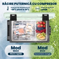 Outsunny Frigider Portabil 42,5L cu Compresor și Control prin Aplicație, -20℃ la 20℃(m-4)