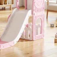 AIYAPLAY 5-in-1 Kinderrutschenset, Teleskop, Basketballkorb, HDPE, Kunststoff, Rosa+Weiß(m-8)