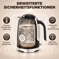 HOMCOM Wasserkocher und Toaster Set mit Thermometer, 1,7 l, 2200 W Wasserkocher, 2-Scheiben-Toaster mit 7 Bräunungsstufen(m-5)