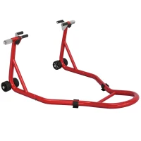 HOMCOM Support pour moto, béquille avant pour moto avec goupille réglable et adaptateurs pour bras oscillant, rouge(m-1)