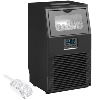 HOMCOM Kommerzielle 30 kg/24H Freistehender Eiswürfelmaschine mit 4 kg Speicher, Selbstreinigung, Timer Stahl Schwarz(m-12)