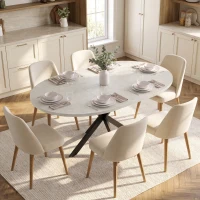 HOMCOM Mesa de comedor extensible oval para 4 a 6 personas, mesa de cocina con extensión 100-135 cm, efecto piedra gris(m-10)