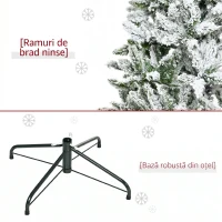 HOMCOM Brad de Crăciun Artificial Înzăpezit cu 750 Ramuri, Bază din Oțel, Plastică, 105x105x180 cm, Verde(m-7)