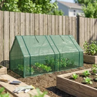 Outsunny Serra per Piante Orto con 2 Coperture in PE e PVC, Struttura in Acciaio - Verde 180x90x90cm(m-12)