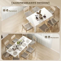 HOMCOM Masă Extensibilă de Luat Masa pentru 6-8 Persoane, 140-180 x 80 cm, Alb(m-8)